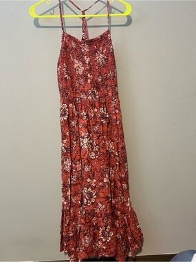 Rust Floral Maxi Skirt - Women's Boho Summer Skirt